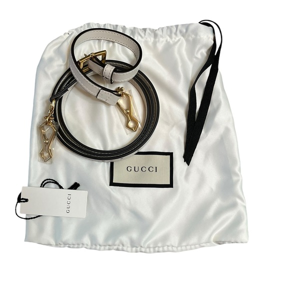 Gucci White Leather Shoulder Bag Strap $450.00 Authentic - Picture 1 of 10